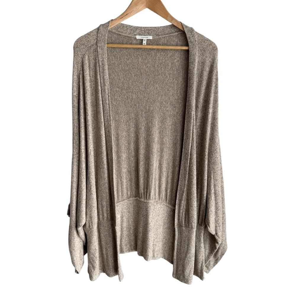 Maurices Slouchy Open Front Cardigan Sz M Beige Wide Sleeve Soft Stretchy VGUC
